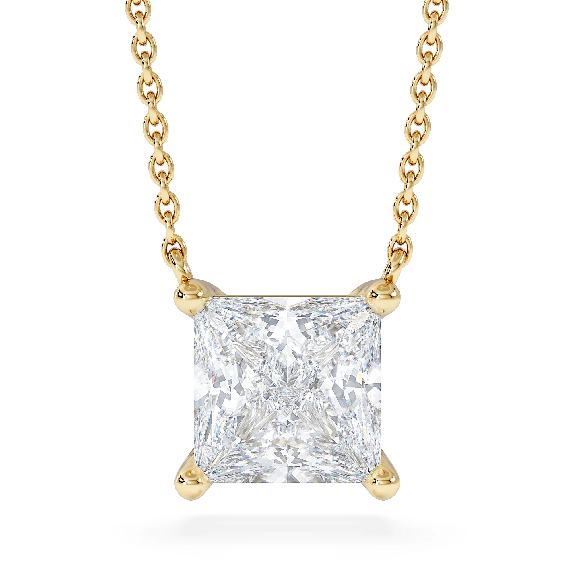 Wanderlust Floating Princess Cut Lab Diamond Solitaire Necklace 2.00ct H/SI in 9K Gold