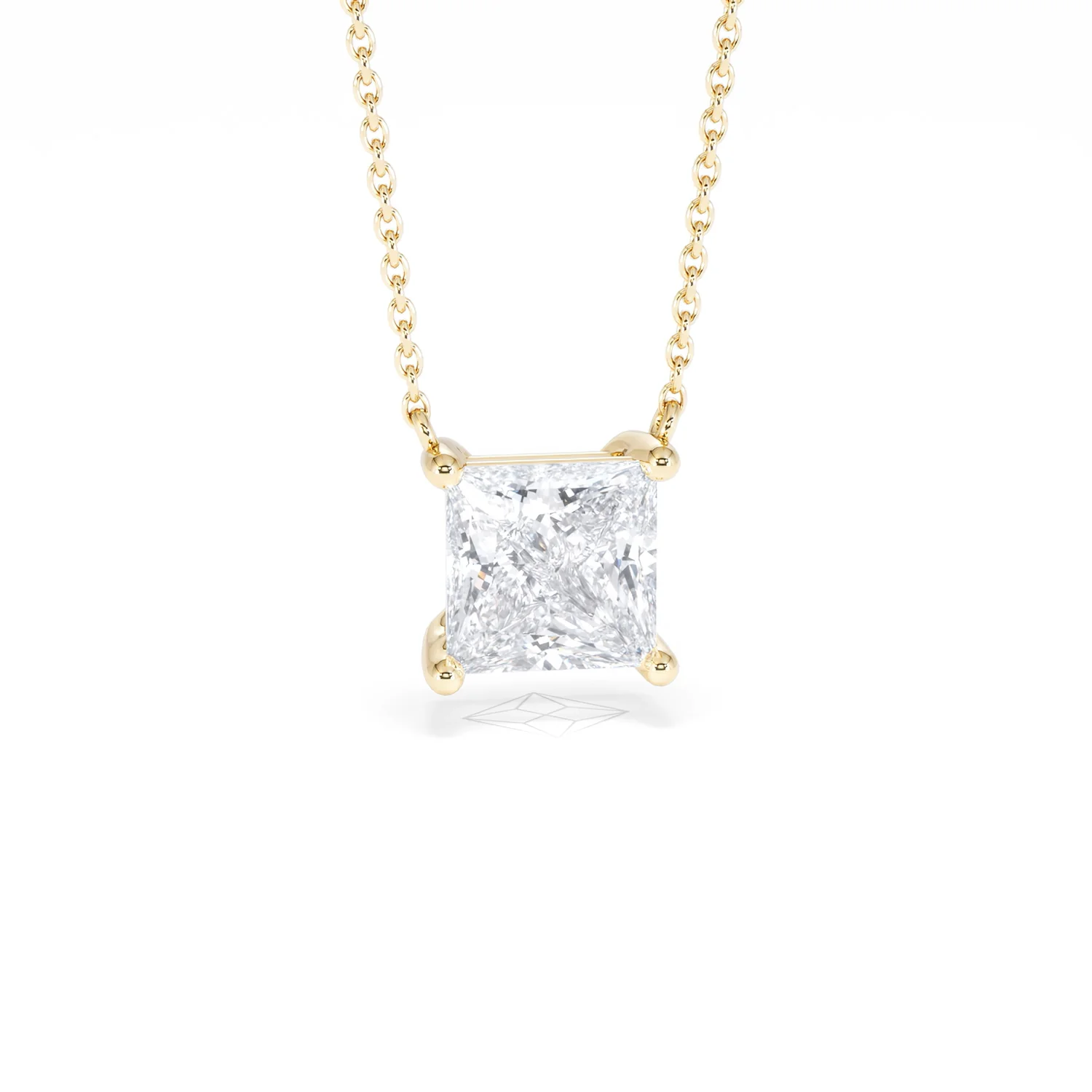 Wanderlust Floating Princess Cut Lab Diamond Solitaire Necklace 2.00ct H/SI in 9K Gold - Image 13