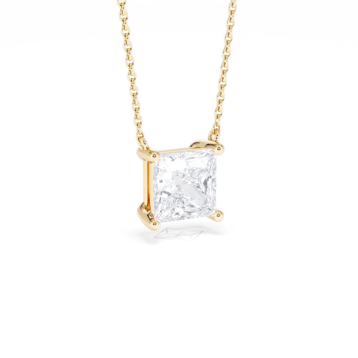 Wanderlust Floating Princess Cut Lab Diamond Solitaire Necklace 2.00ct H/SI in 9K Gold - Image 17