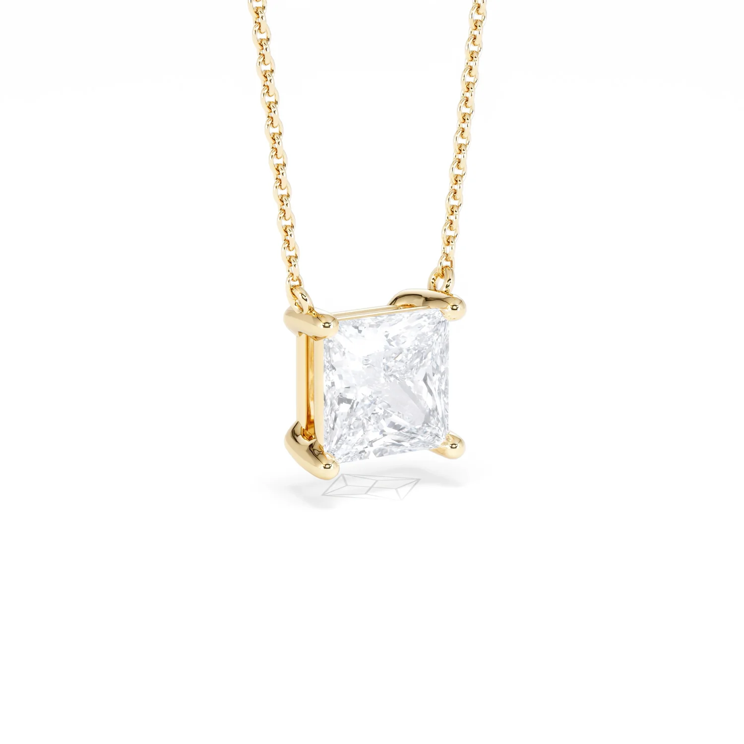 Wanderlust Floating Princess Cut Lab Diamond Solitaire Necklace 2.00ct H/SI in 9K Gold - Image 18