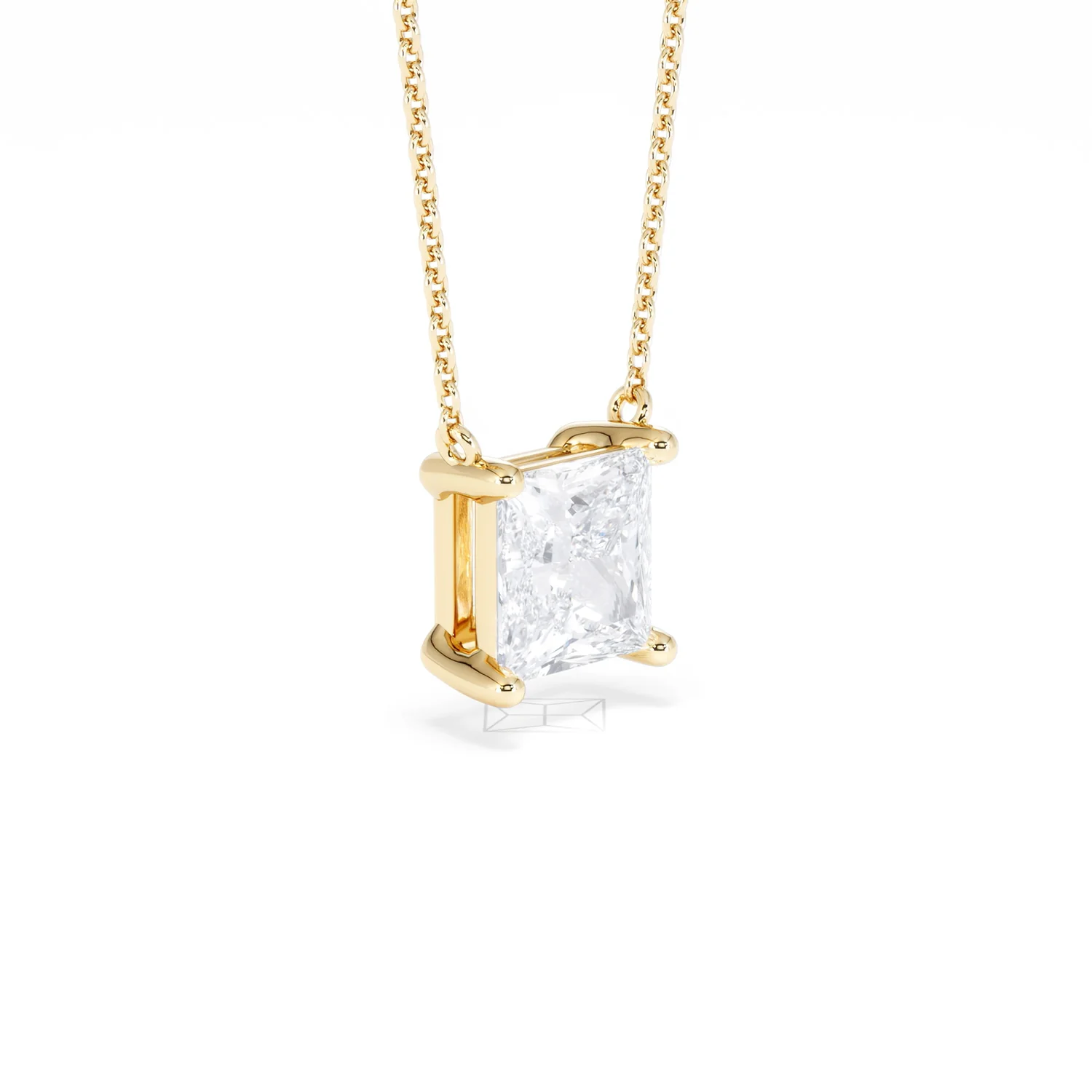 Wanderlust Floating Princess Cut Lab Diamond Solitaire Necklace 2.00ct H/SI in 9K Gold - Image 21