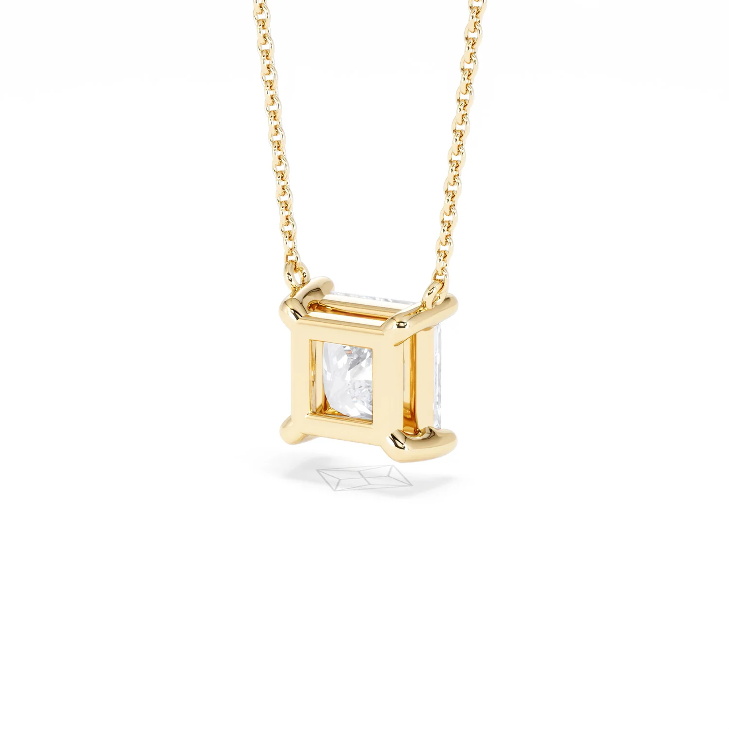Wanderlust Floating Princess Cut Lab Diamond Solitaire Necklace 2.00ct H/SI in 9K Gold - Image 44