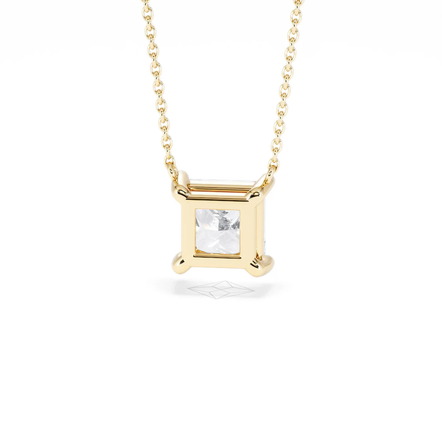 Wanderlust Floating Princess Cut Lab Diamond Solitaire Necklace 2.00ct H/SI in 9K Gold - Image 49
