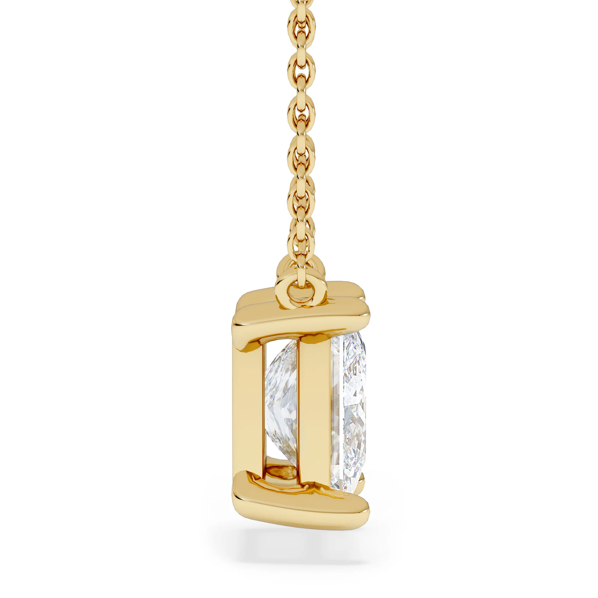 Wanderlust Floating Princess Cut Lab Diamond Solitaire Necklace 2.00ct H/SI in 9K Gold - Image 5