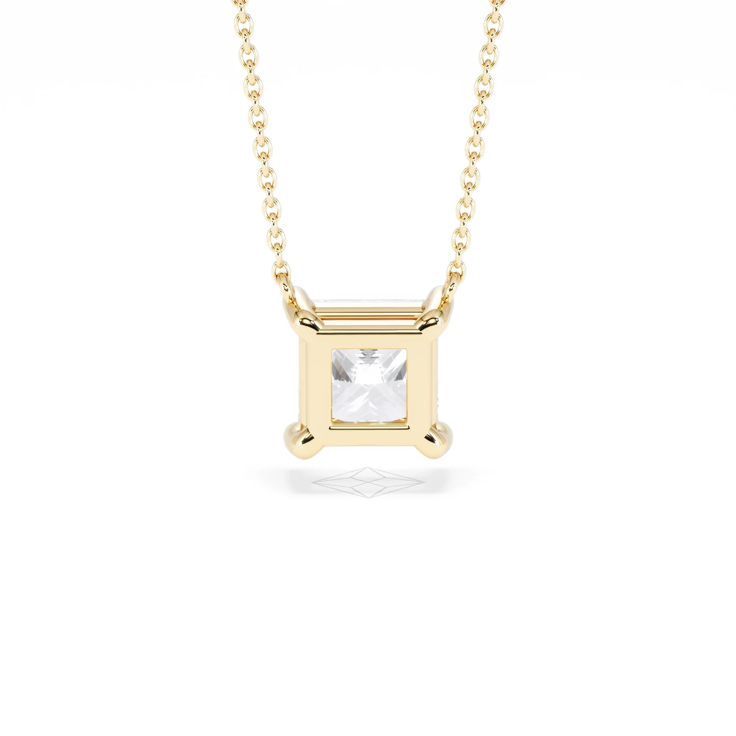 Wanderlust Floating Princess Cut Lab Diamond Solitaire Necklace 2.00ct H/SI in 9K Gold - Image 51