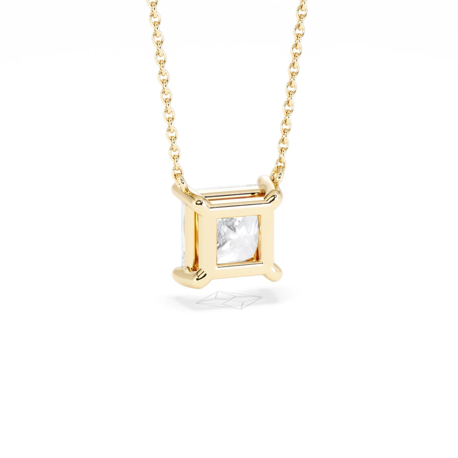 Wanderlust Floating Princess Cut Lab Diamond Solitaire Necklace 2.00ct H/SI in 9K Gold - Image 55