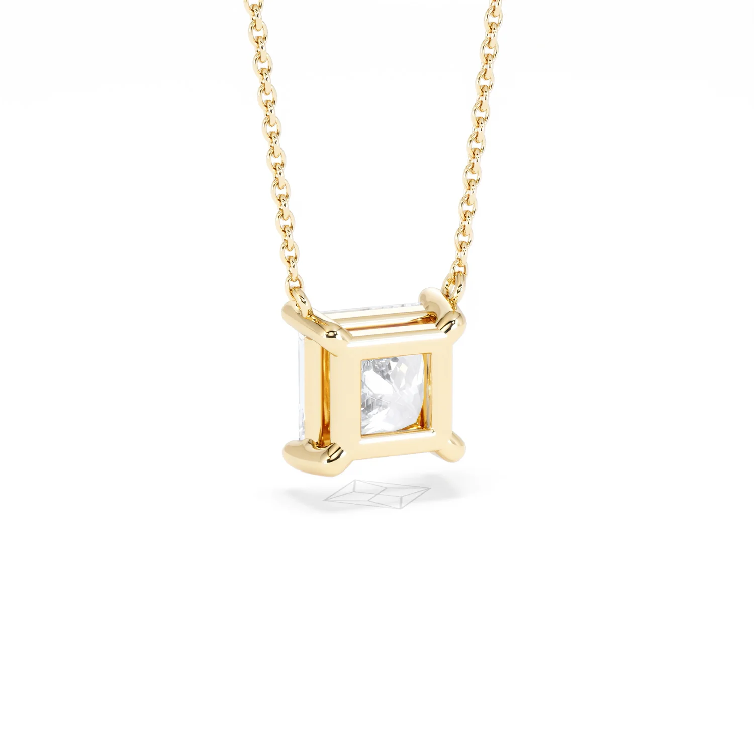 Wanderlust Floating Princess Cut Lab Diamond Solitaire Necklace 2.00ct H/SI in 9K Gold - Image 56