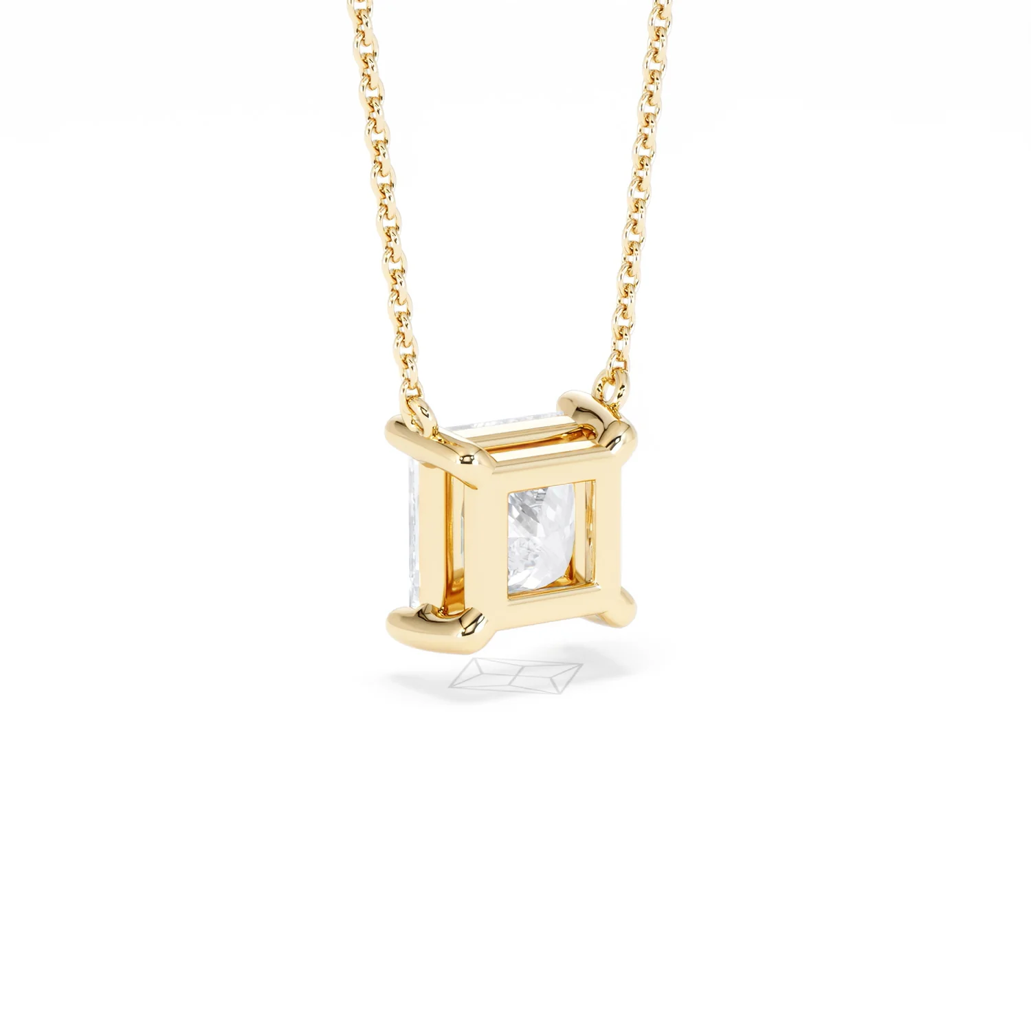 Wanderlust Floating Princess Cut Lab Diamond Solitaire Necklace 2.00ct H/SI in 9K Gold - Image 58