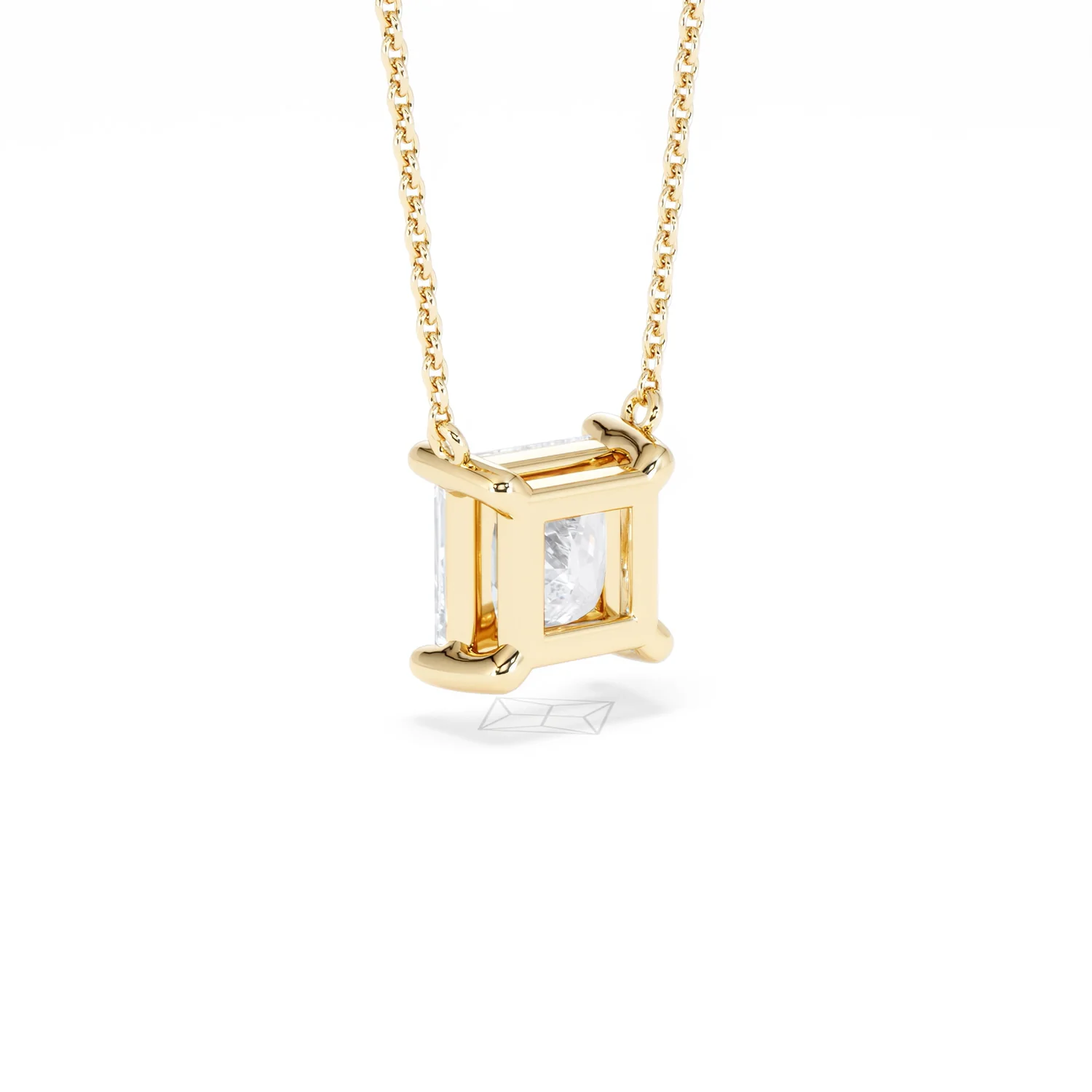 Wanderlust Floating Princess Cut Lab Diamond Solitaire Necklace 2.00ct H/SI in 9K Gold - Image 59