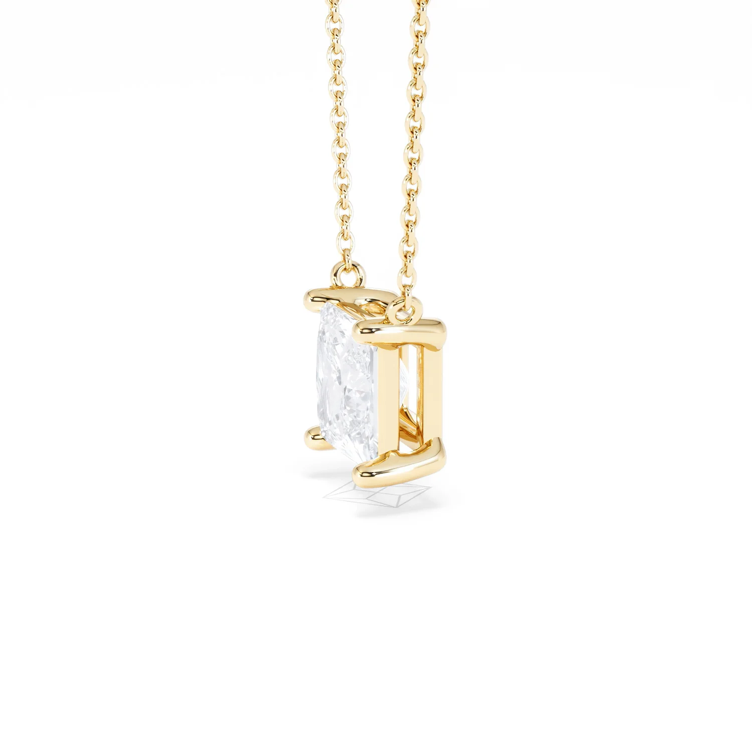 Wanderlust Floating Princess Cut Lab Diamond Solitaire Necklace 2.00ct H/SI in 9K Gold - Image 75