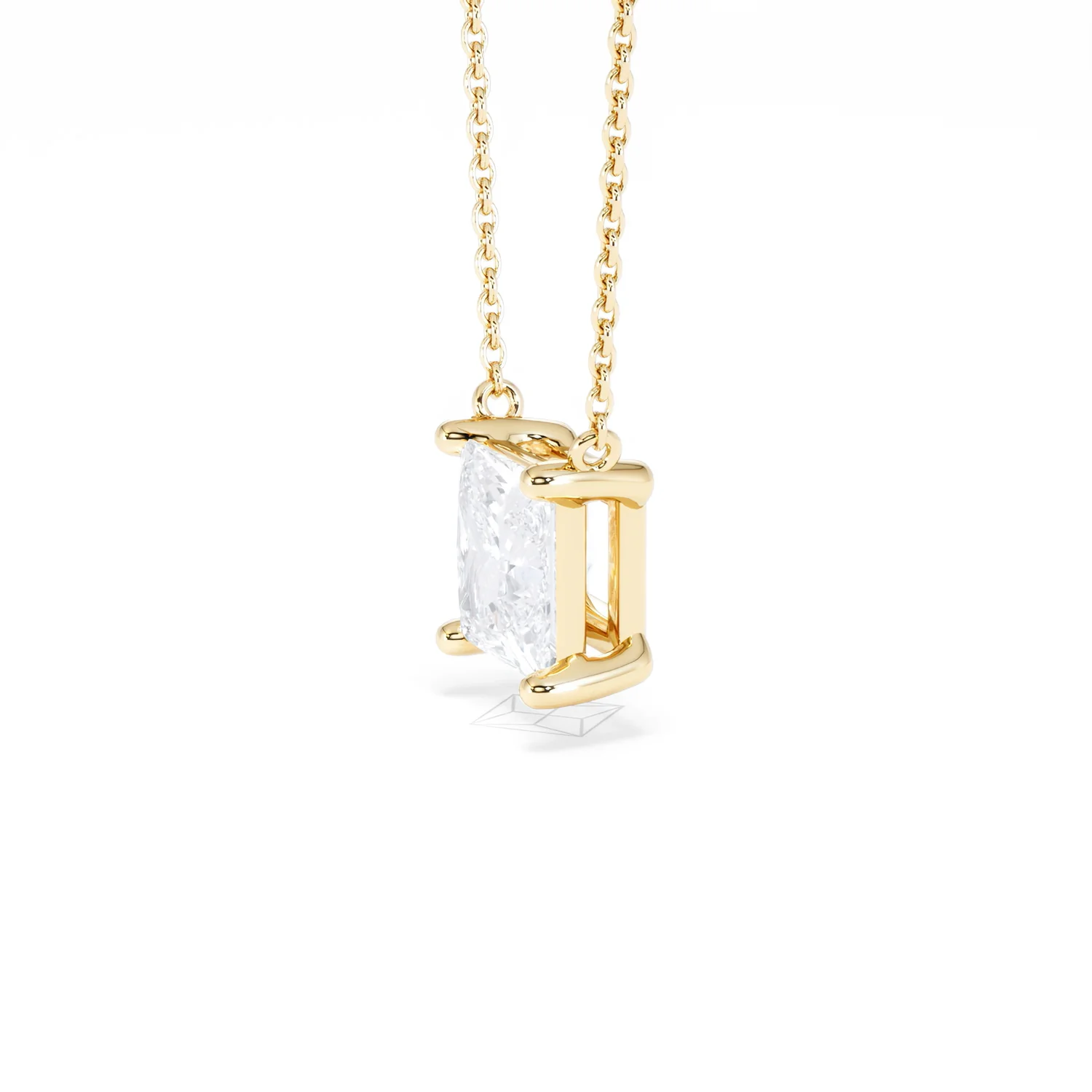 Wanderlust Floating Princess Cut Lab Diamond Solitaire Necklace 2.00ct H/SI in 9K Gold - Image 76