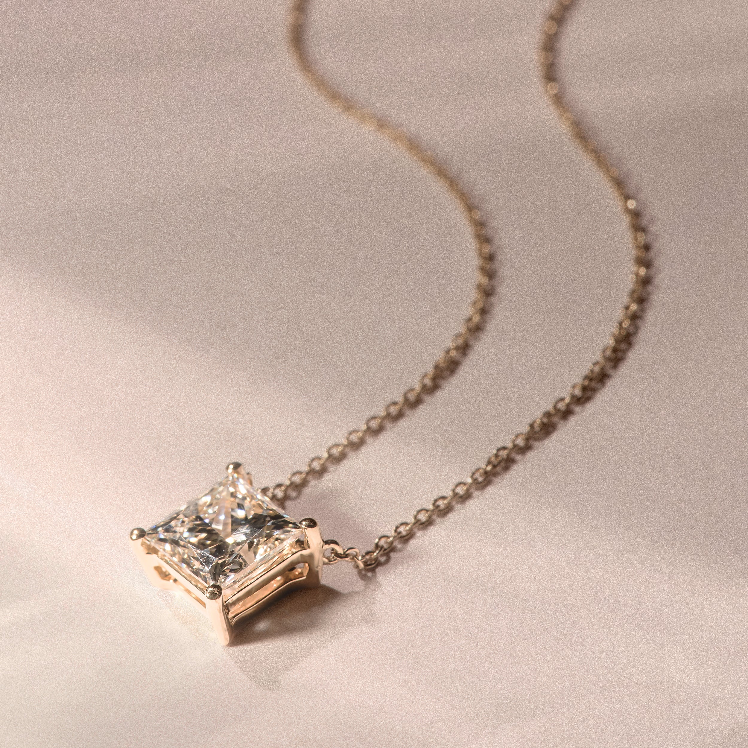 Wanderlust Floating Princess Cut Lab Diamond Solitaire Necklace 2.00ct H/SI in 9K Gold - Image 8