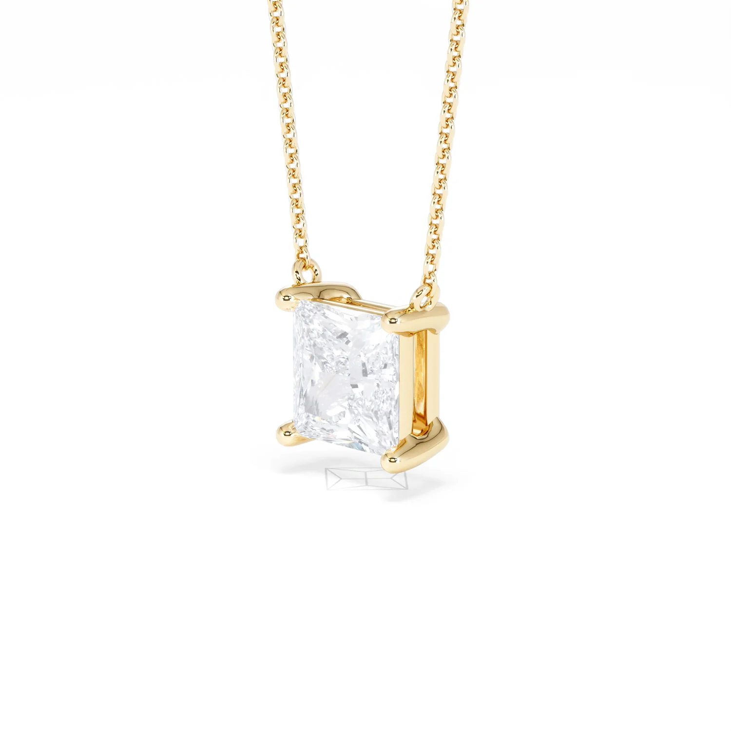 Wanderlust Floating Princess Cut Lab Diamond Solitaire Necklace 2.00ct H/SI in 9K Gold - Image 81
