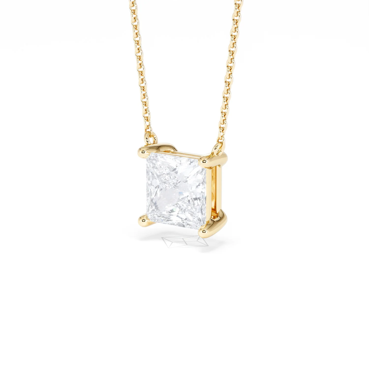 Wanderlust Floating Princess Cut Lab Diamond Solitaire Necklace 2.00ct H/SI in 9K Gold - Image 83