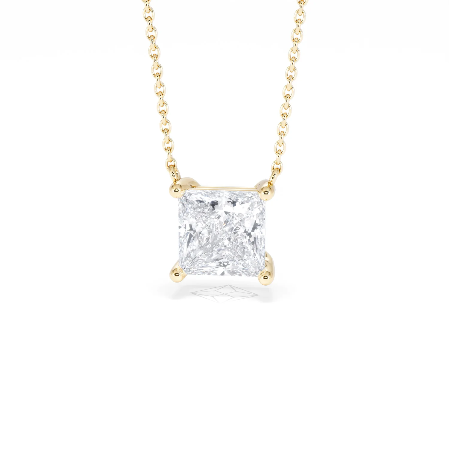 Wanderlust Floating Princess Cut Lab Diamond Solitaire Necklace 2.00ct H/SI in 9K Gold - Image 89