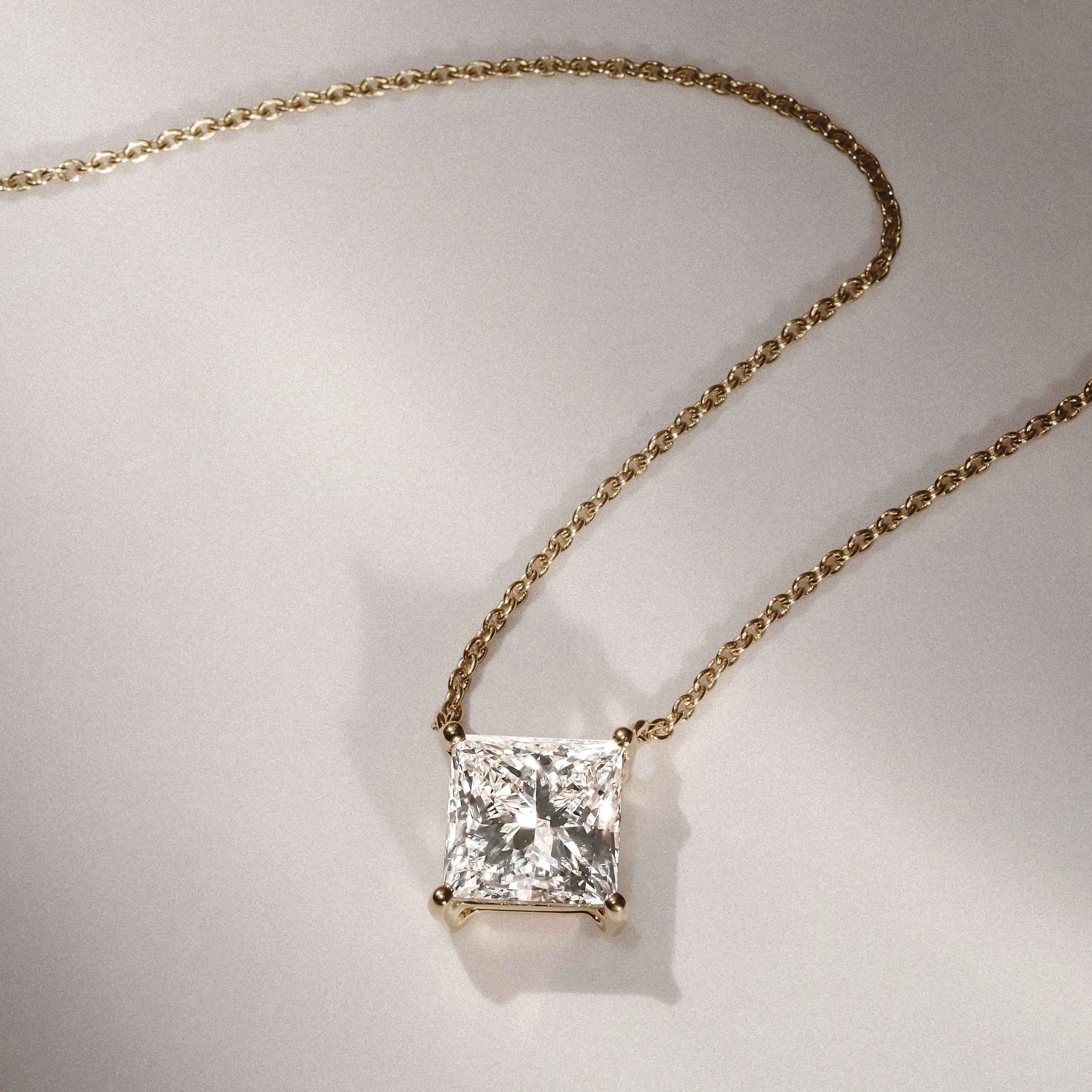 Wanderlust Floating Princess Cut Lab Diamond Solitaire Necklace 2.00ct H/SI in 9K Gold - Image 9