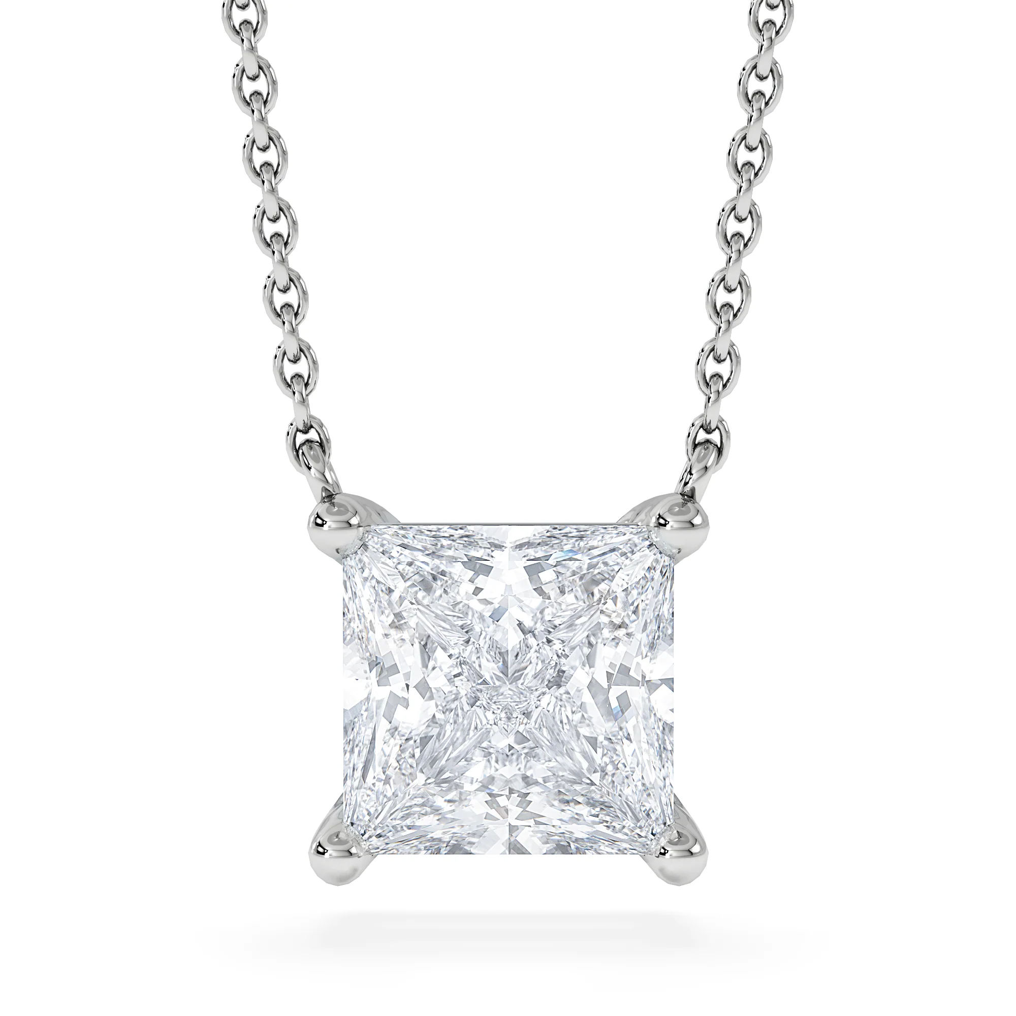 Wanderlust Floating Princess Cut Lab Diamond Solitaire Necklace 2.00ct H/SI in 9K White Gold
