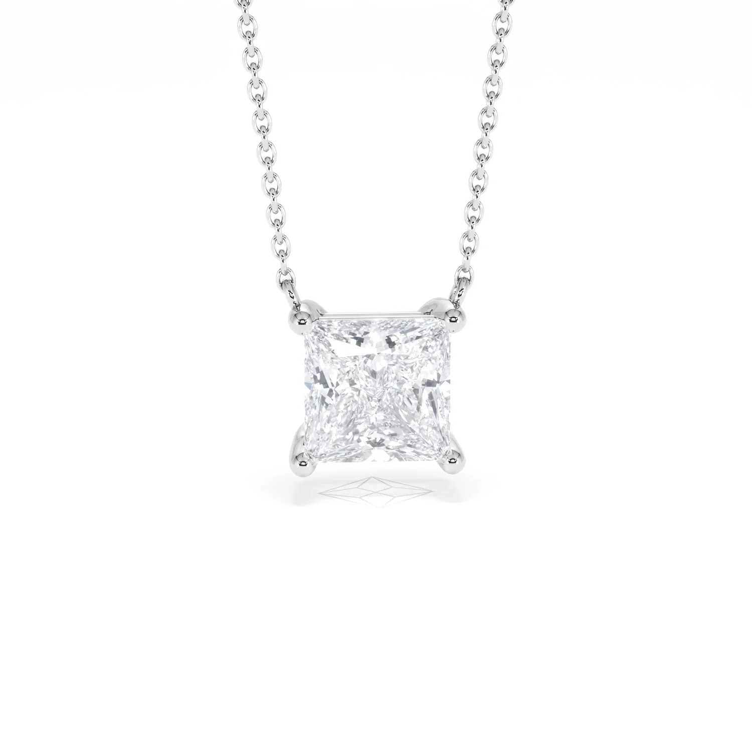 Wanderlust Floating Princess Cut Lab Diamond Solitaire Necklace 2.00ct H/SI in 9K White Gold - Image 10