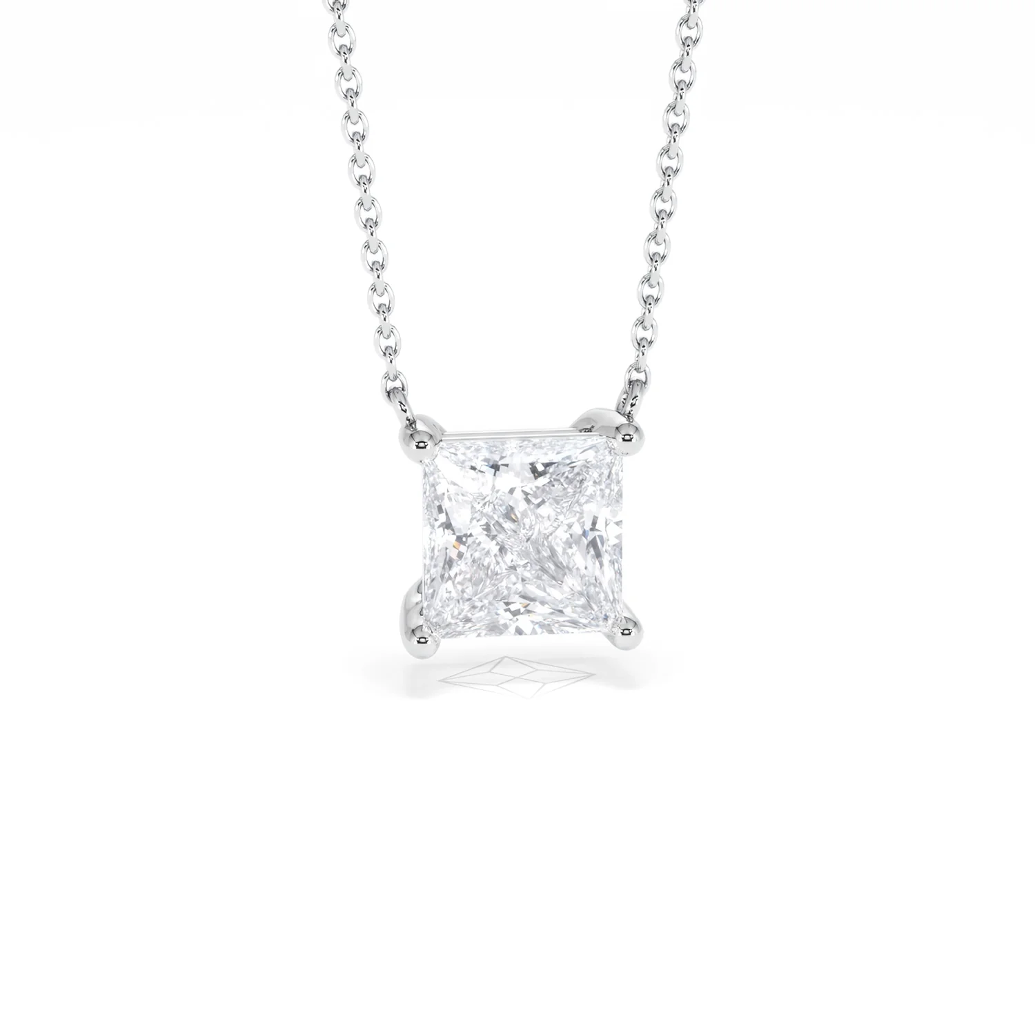 Wanderlust Floating Princess Cut Lab Diamond Solitaire Necklace 2.00ct H/SI in 9K White Gold - Image 11
