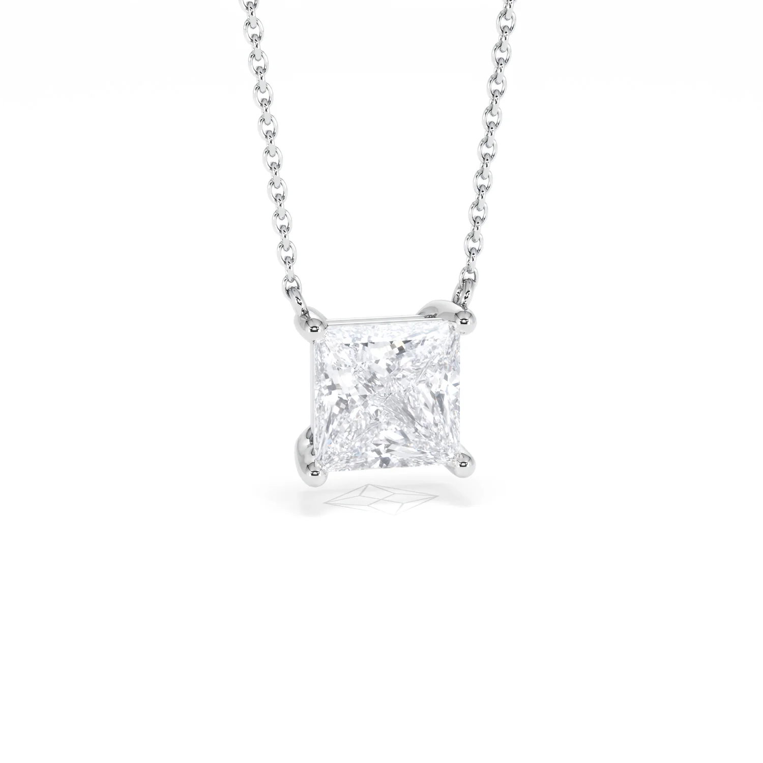 Wanderlust Floating Princess Cut Lab Diamond Solitaire Necklace 2.00ct H/SI in 9K White Gold - Image 12