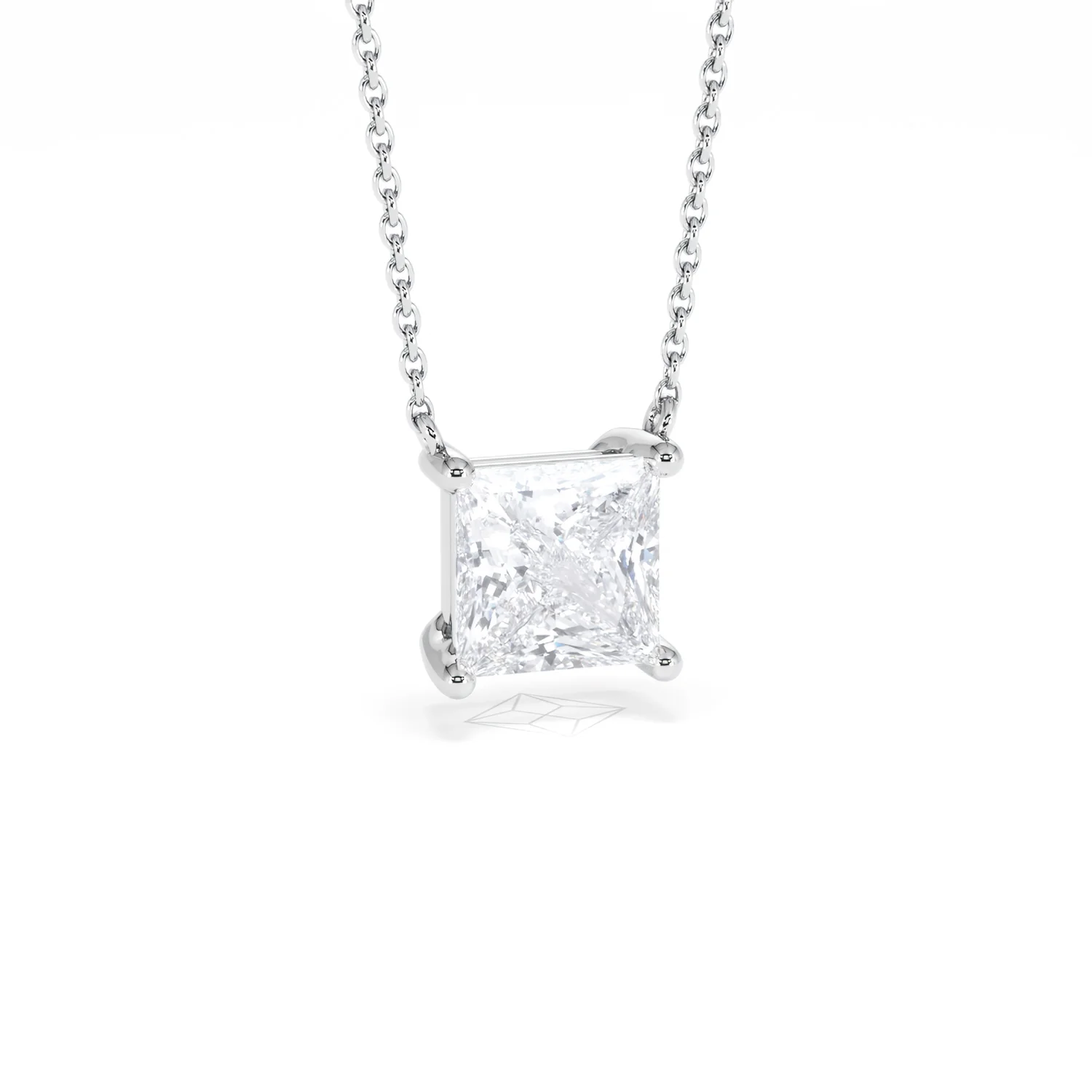Wanderlust Floating Princess Cut Lab Diamond Solitaire Necklace 2.00ct H/SI in 9K White Gold - Image 13