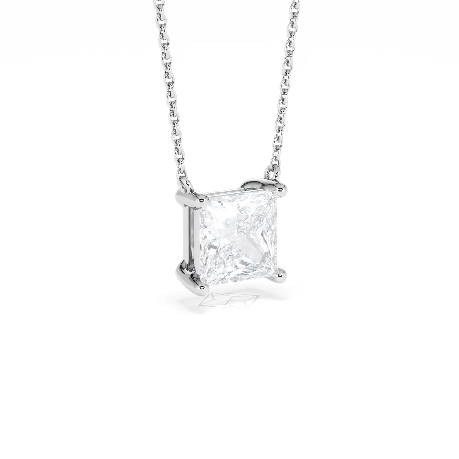 Wanderlust Floating Princess Cut Lab Diamond Solitaire Necklace 2.00ct H/SI in 9K White Gold - Image 16