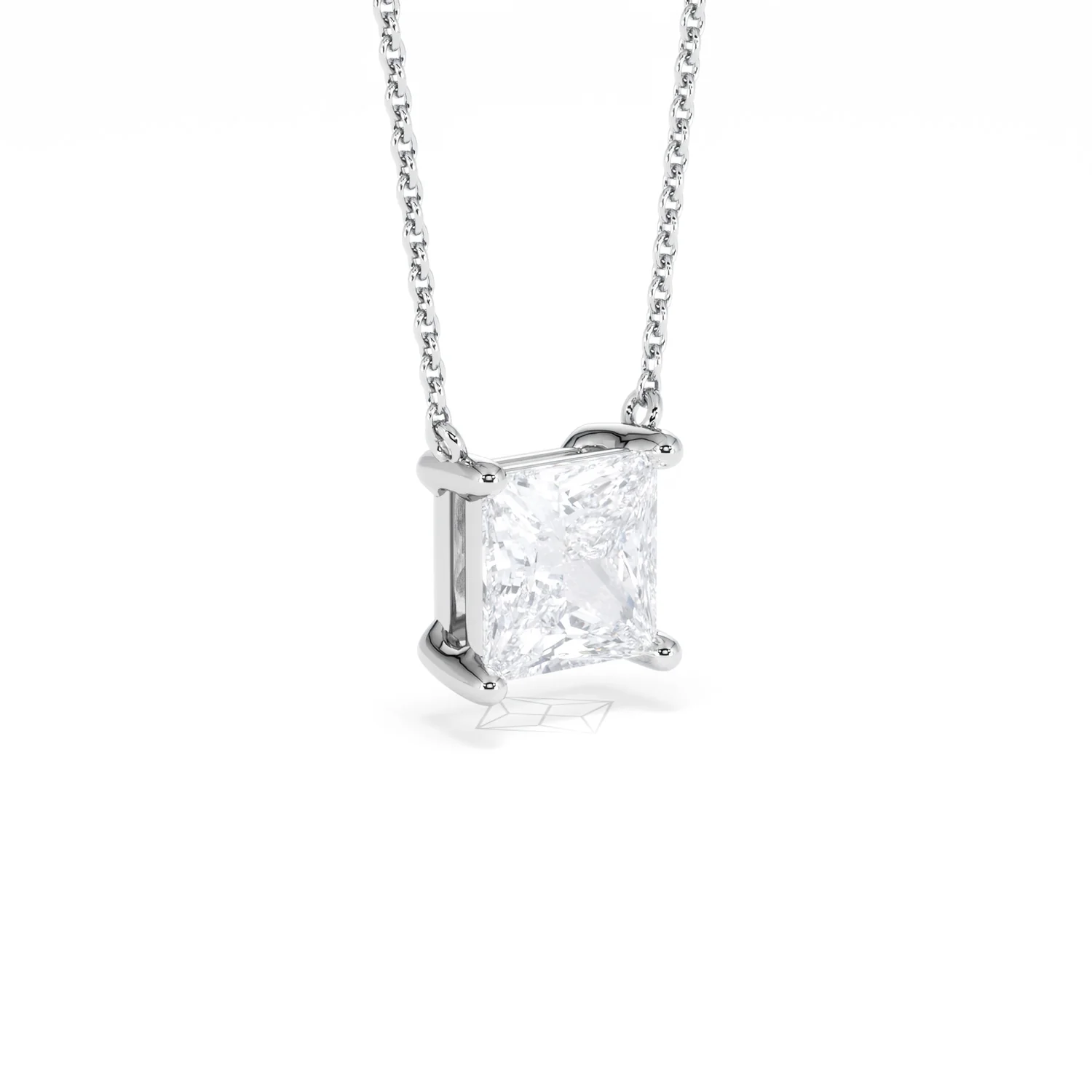 Wanderlust Floating Princess Cut Lab Diamond Solitaire Necklace 2.00ct H/SI in 9K White Gold - Image 17