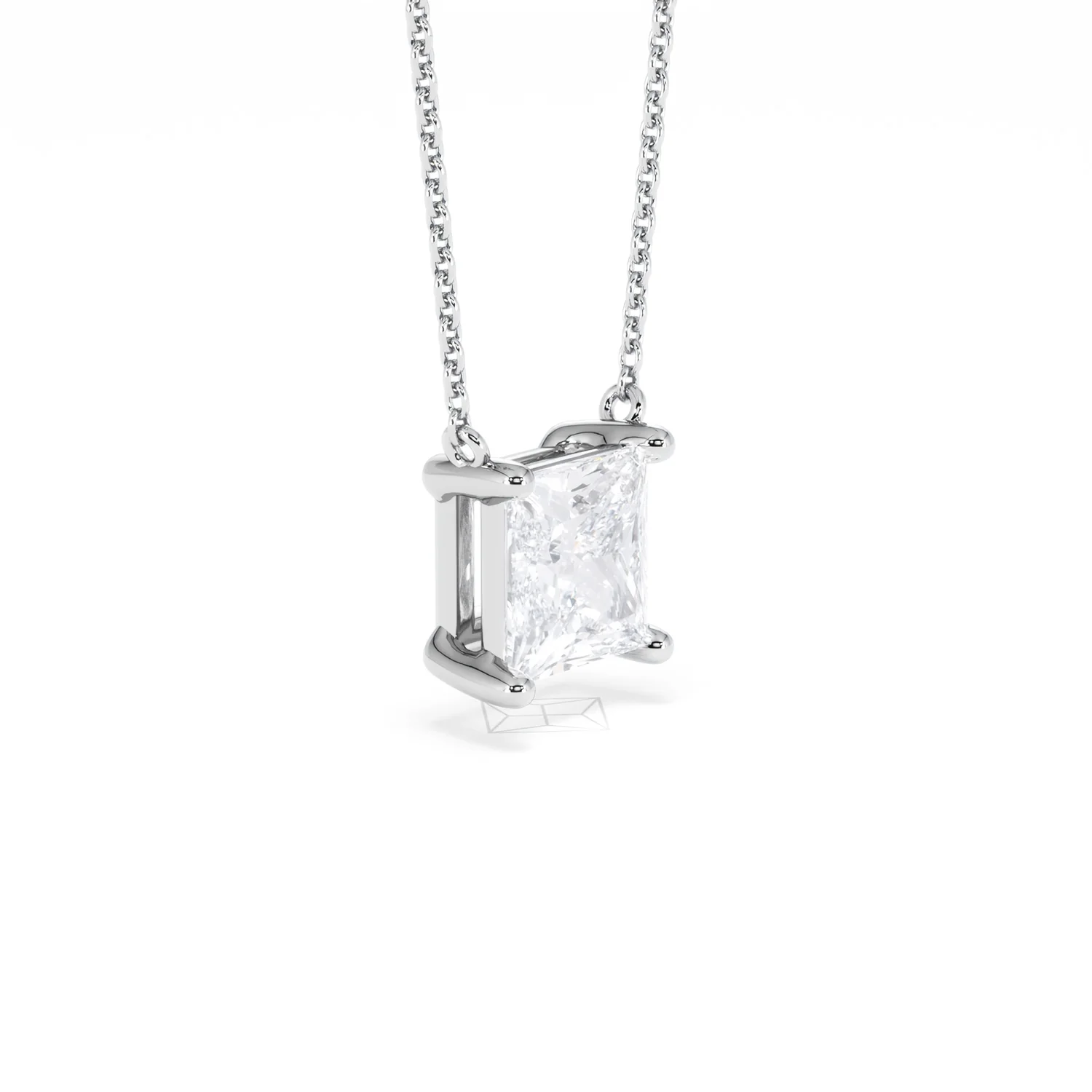 Wanderlust Floating Princess Cut Lab Diamond Solitaire Necklace 2.00ct H/SI in 9K White Gold - Image 20