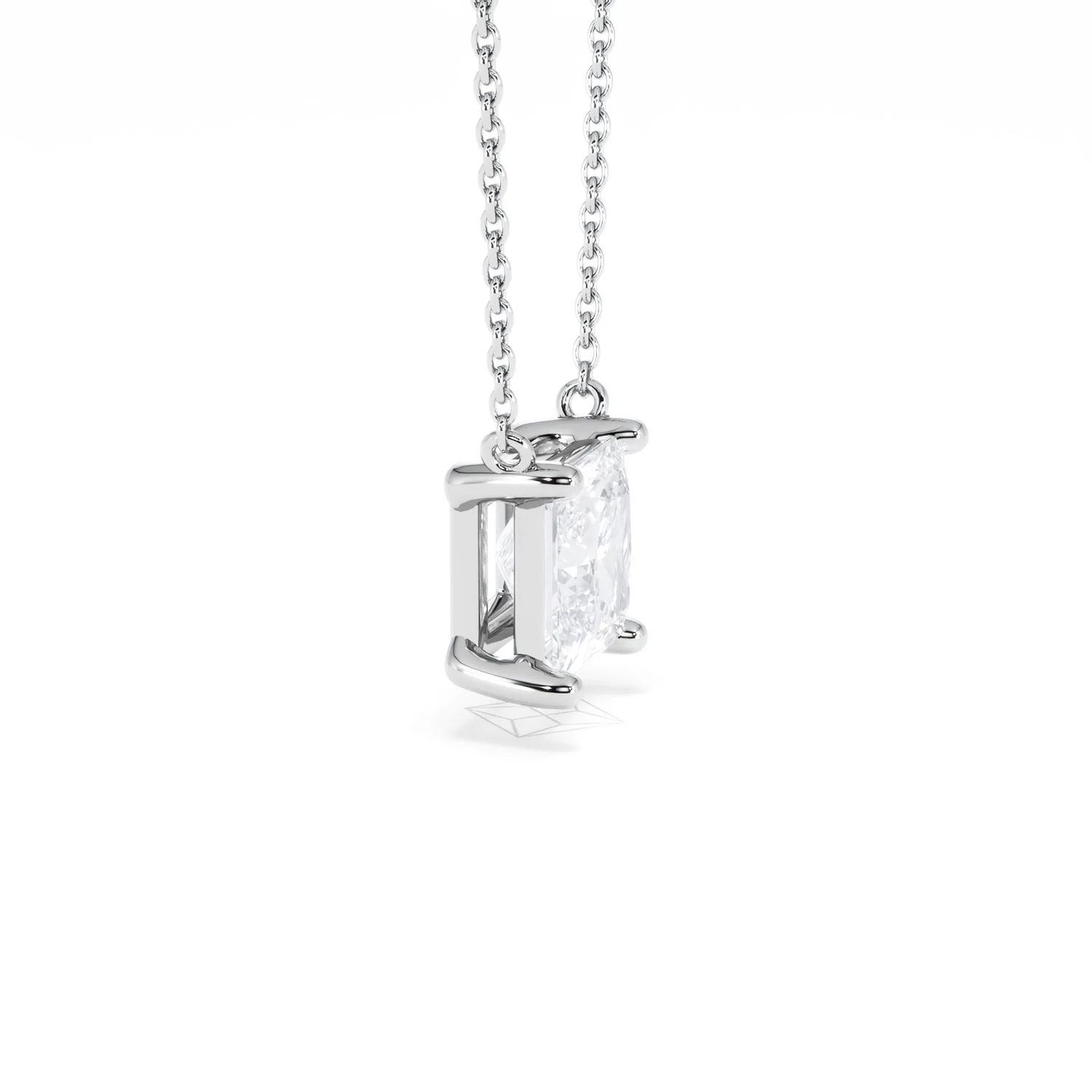 Wanderlust Floating Princess Cut Lab Diamond Solitaire Necklace 2.00ct H/SI in 9K White Gold - Image 25