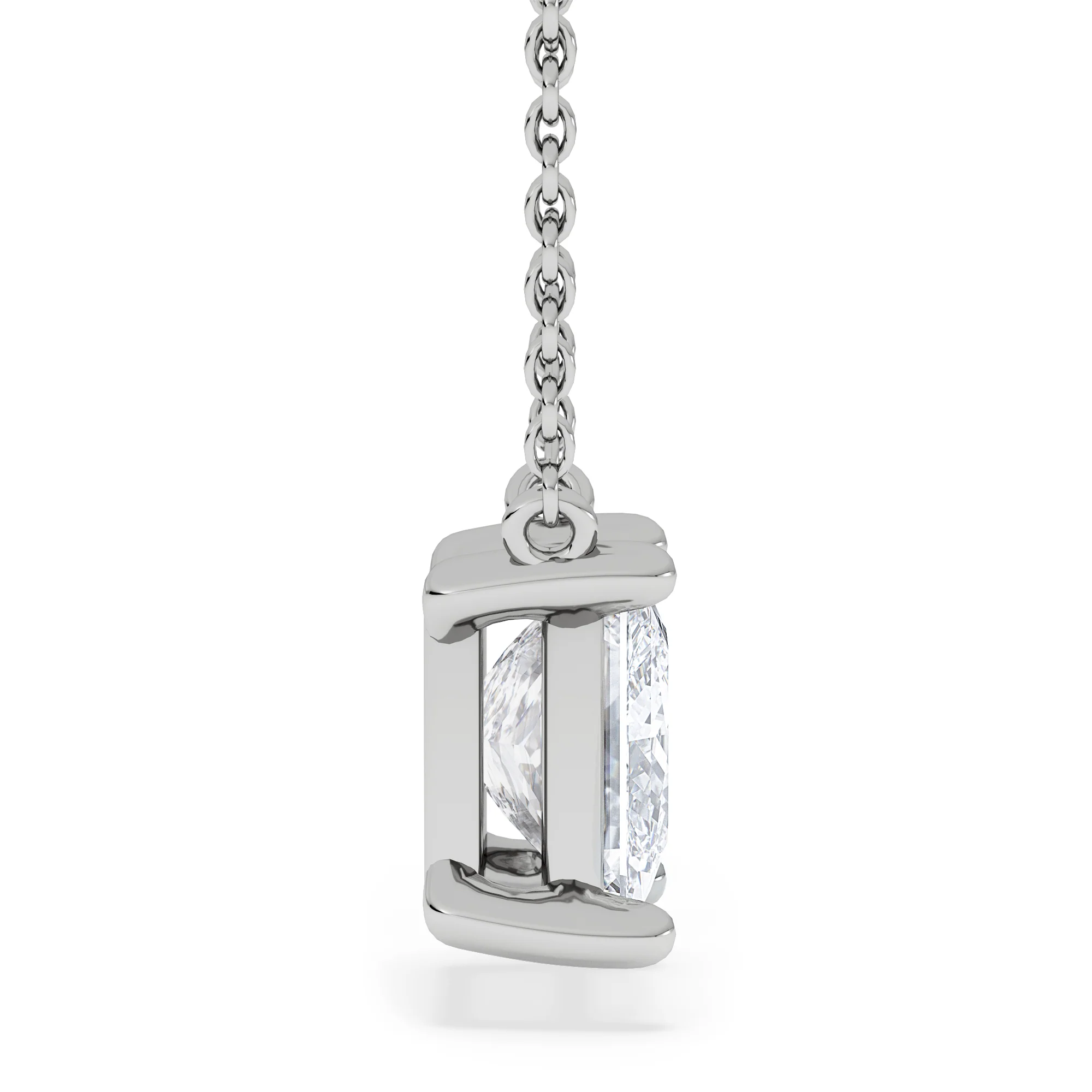 Wanderlust Floating Princess Cut Lab Diamond Solitaire Necklace 2.00ct H/SI in 9K White Gold - Image 4