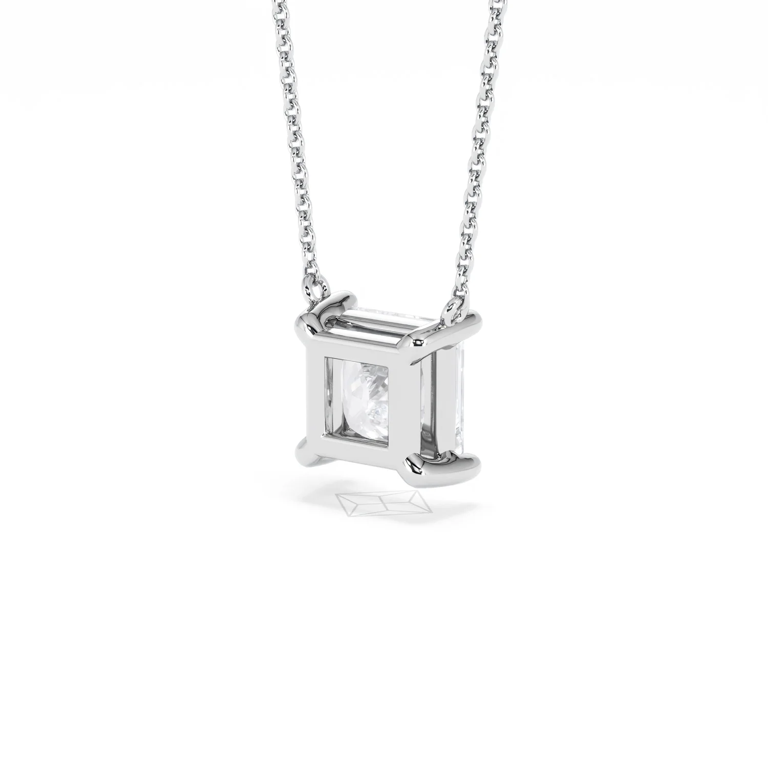 Wanderlust Floating Princess Cut Lab Diamond Solitaire Necklace 2.00ct H/SI in 9K White Gold - Image 41