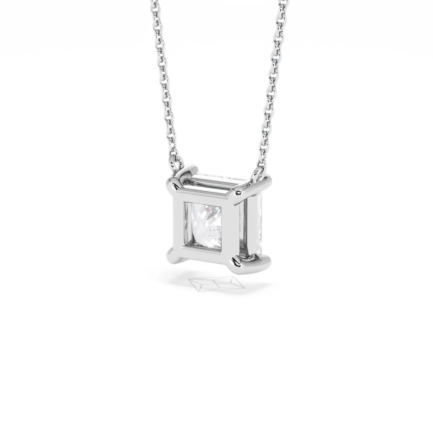 Wanderlust Floating Princess Cut Lab Diamond Solitaire Necklace 2.00ct H/SI in 9K White Gold - Image 42