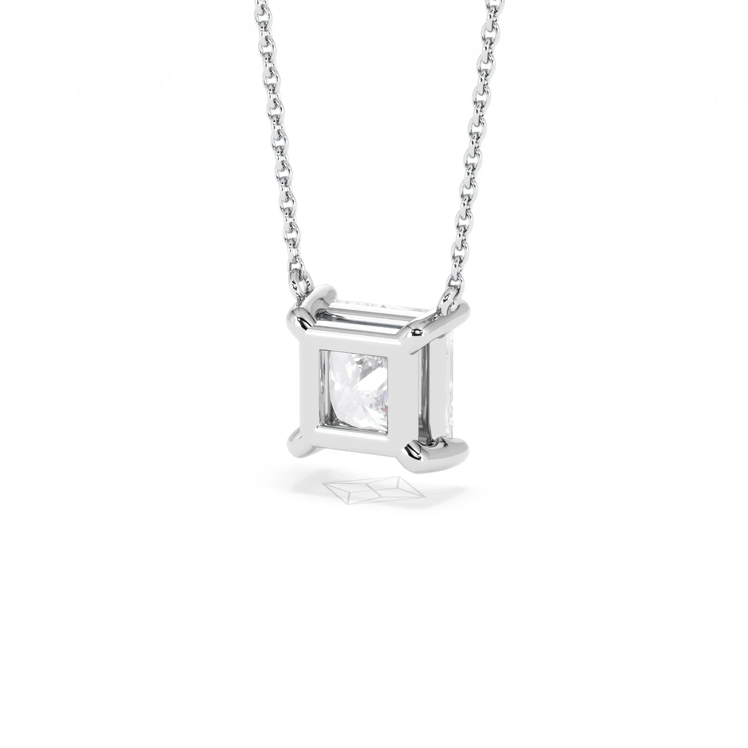 Wanderlust Floating Princess Cut Lab Diamond Solitaire Necklace 2.00ct H/SI in 9K White Gold - Image 43