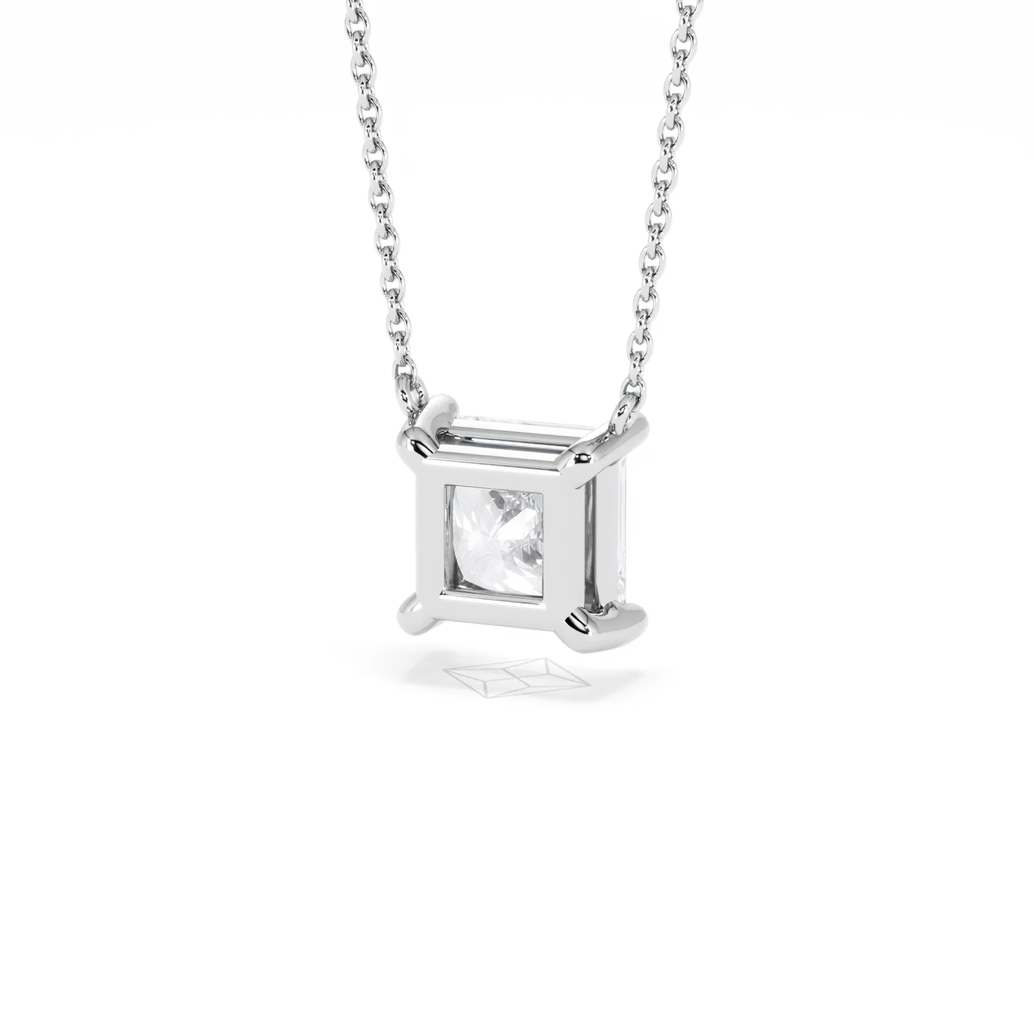 Wanderlust Floating Princess Cut Lab Diamond Solitaire Necklace 2.00ct H/SI in 9K White Gold - Image 44