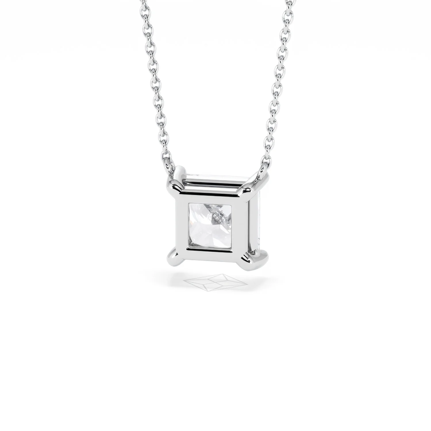 Wanderlust Floating Princess Cut Lab Diamond Solitaire Necklace 2.00ct H/SI in 9K White Gold - Image 46