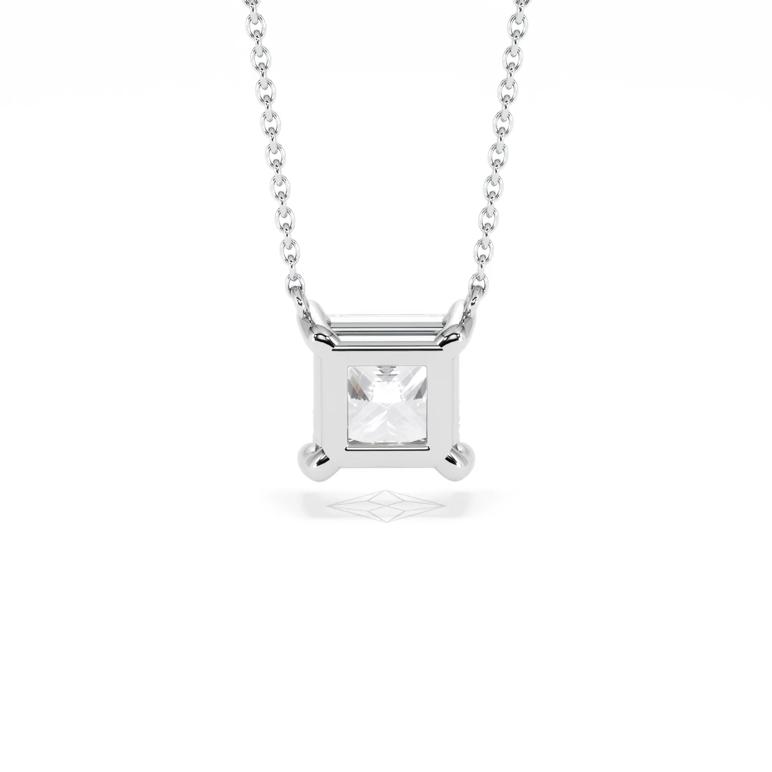 Wanderlust Floating Princess Cut Lab Diamond Solitaire Necklace 2.00ct H/SI in 9K White Gold - Image 49