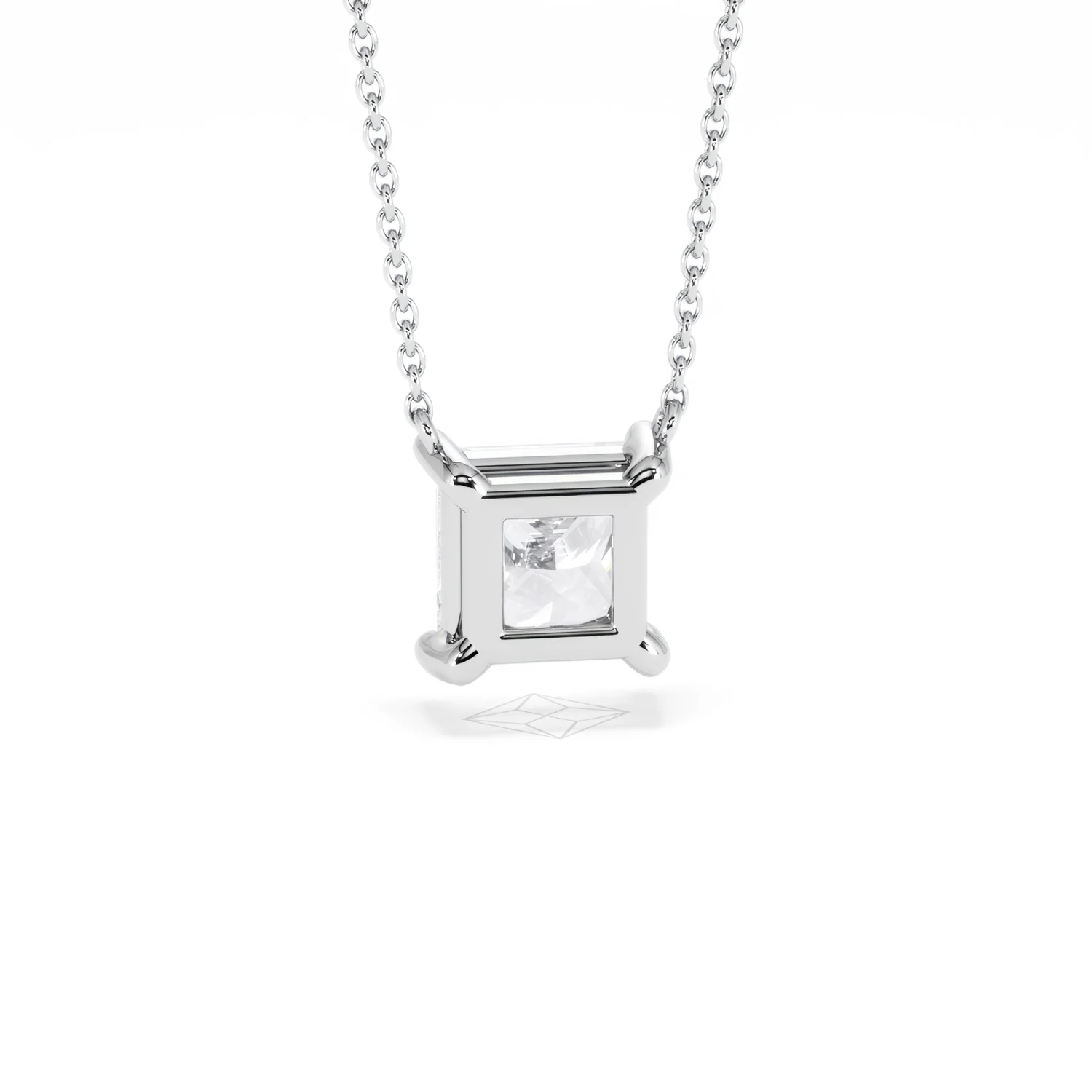 Wanderlust Floating Princess Cut Lab Diamond Solitaire Necklace 2.00ct H/SI in 9K White Gold - Image 51