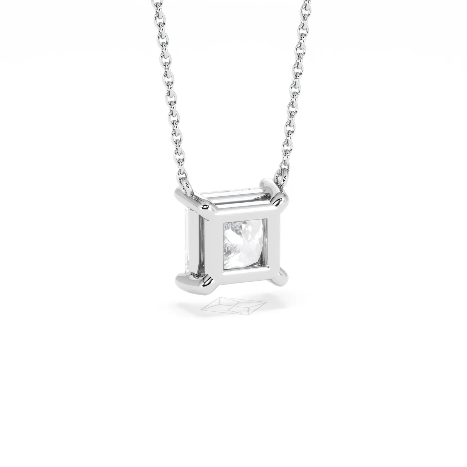 Wanderlust Floating Princess Cut Lab Diamond Solitaire Necklace 2.00ct H/SI in 9K White Gold - Image 54