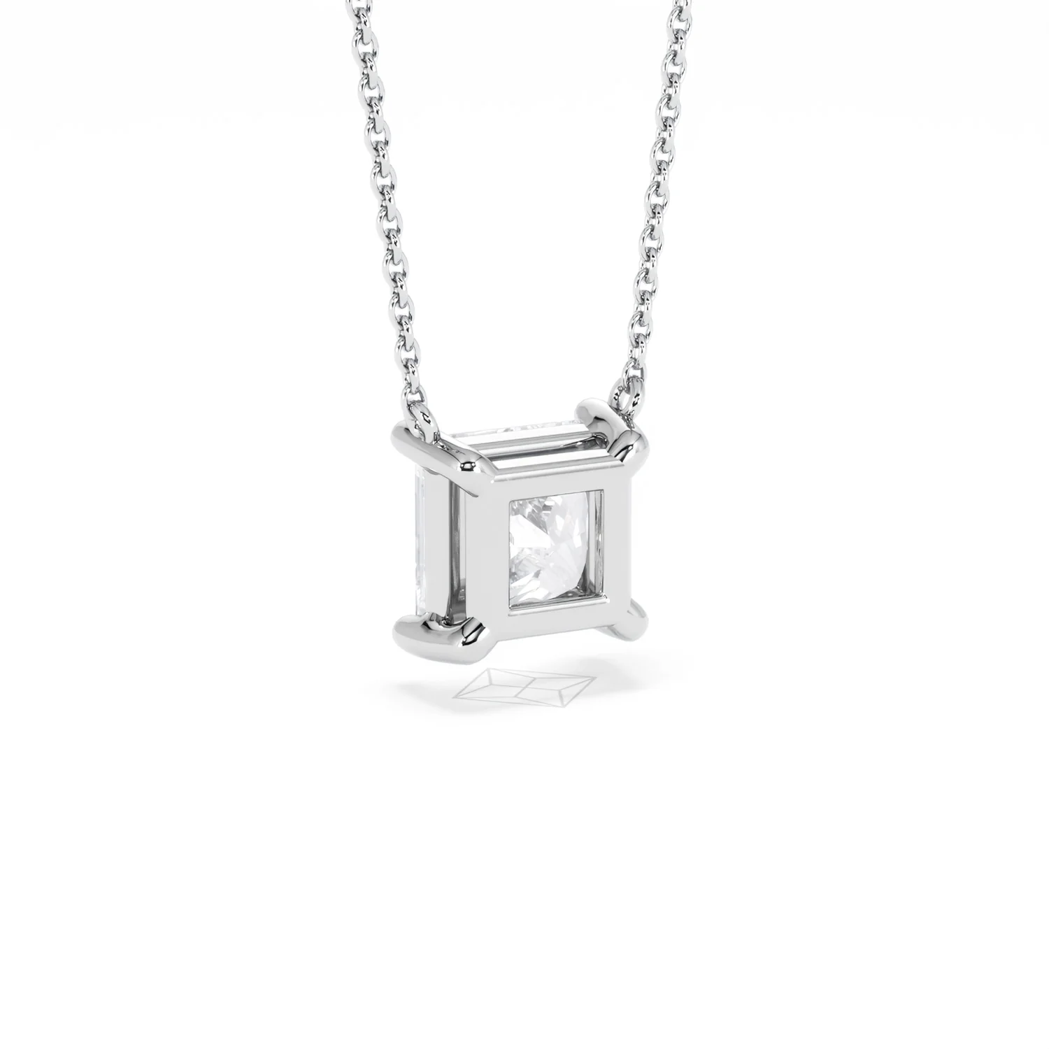 Wanderlust Floating Princess Cut Lab Diamond Solitaire Necklace 2.00ct H/SI in 9K White Gold - Image 55