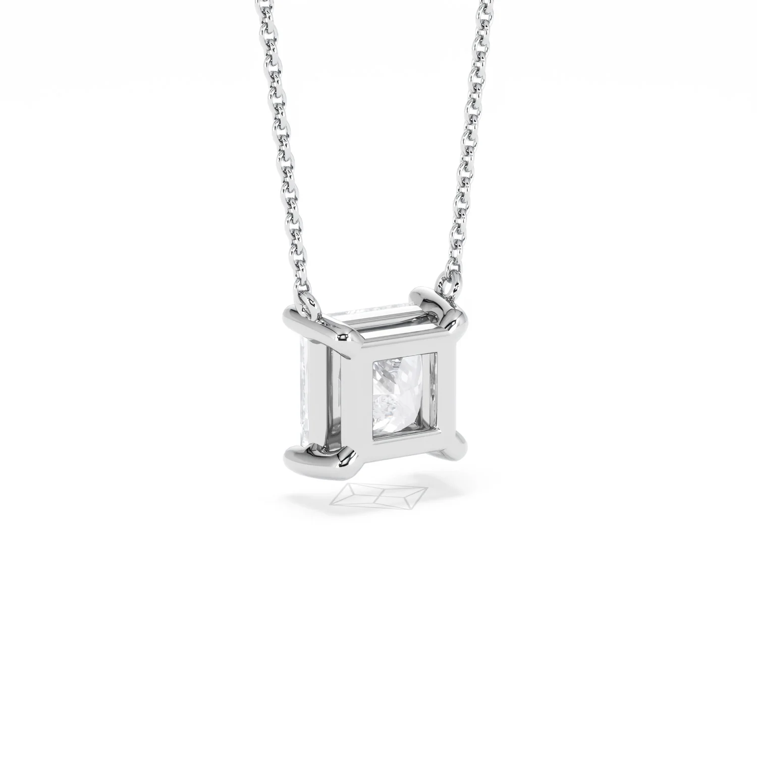 Wanderlust Floating Princess Cut Lab Diamond Solitaire Necklace 2.00ct H/SI in 9K White Gold - Image 56