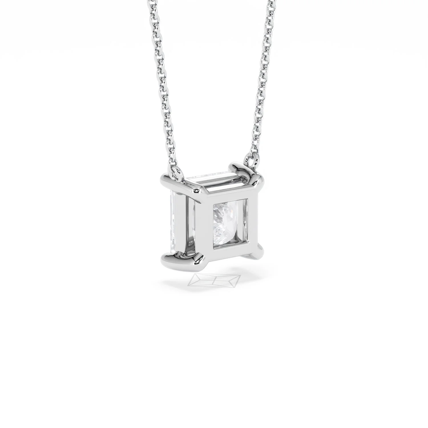 Wanderlust Floating Princess Cut Lab Diamond Solitaire Necklace 2.00ct H/SI in 9K White Gold - Image 57
