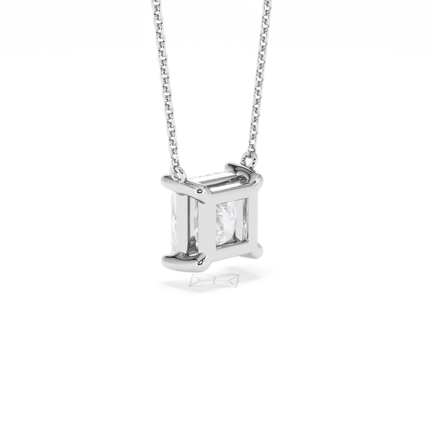 Wanderlust Floating Princess Cut Lab Diamond Solitaire Necklace 2.00ct H/SI in 9K White Gold - Image 58