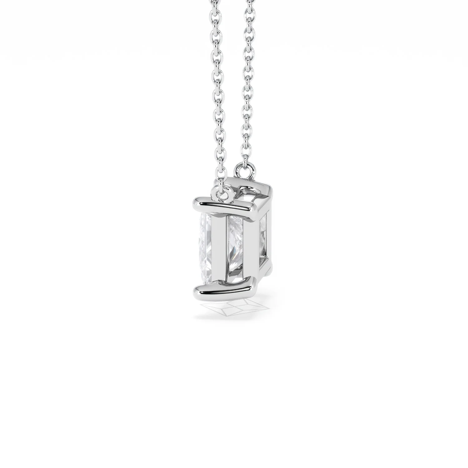 Wanderlust Floating Princess Cut Lab Diamond Solitaire Necklace 2.00ct H/SI in 9K White Gold - Image 66