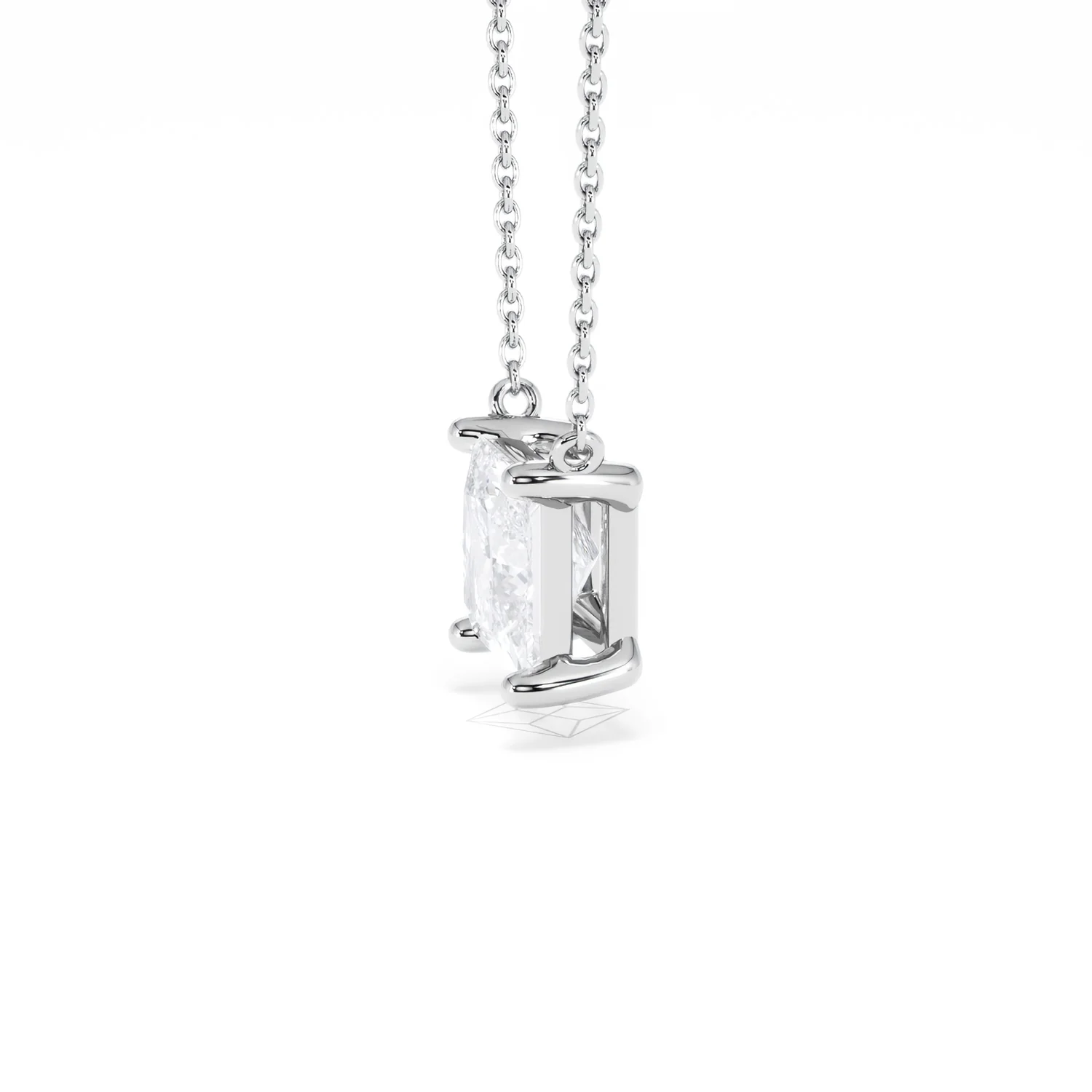 Wanderlust Floating Princess Cut Lab Diamond Solitaire Necklace 2.00ct H/SI in 9K White Gold - Image 72