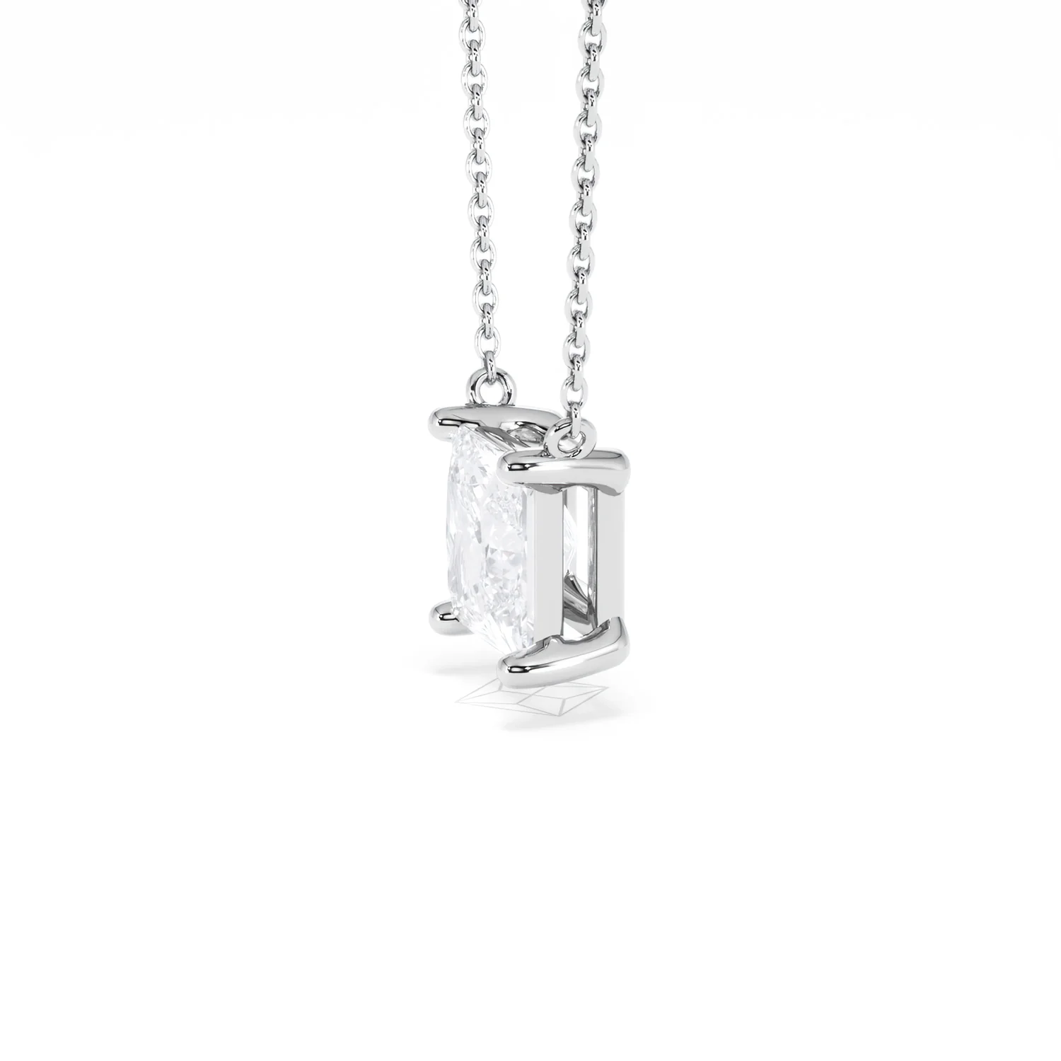 Wanderlust Floating Princess Cut Lab Diamond Solitaire Necklace 2.00ct H/SI in 9K White Gold - Image 73