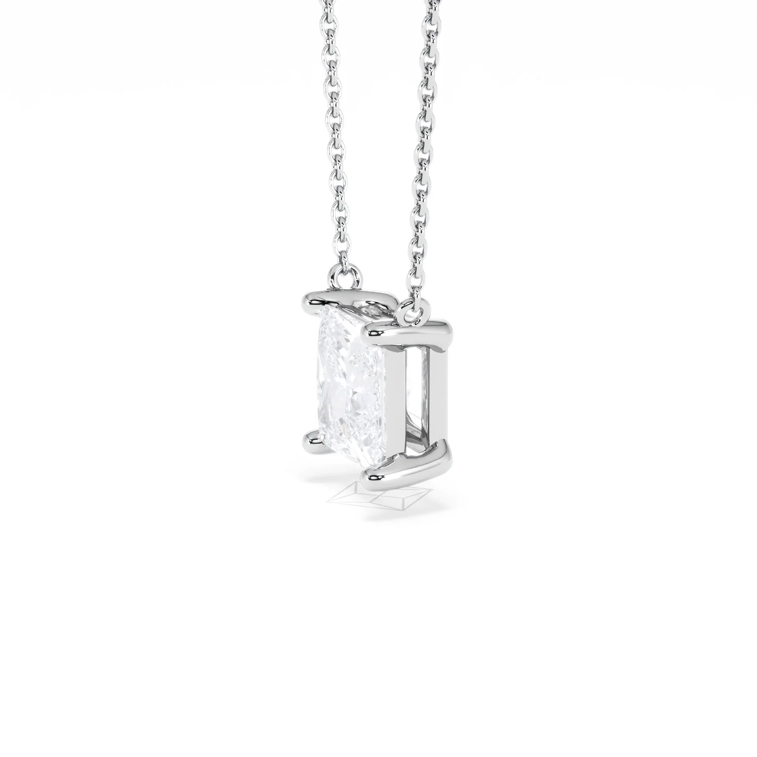 Wanderlust Floating Princess Cut Lab Diamond Solitaire Necklace 2.00ct H/SI in 9K White Gold - Image 74