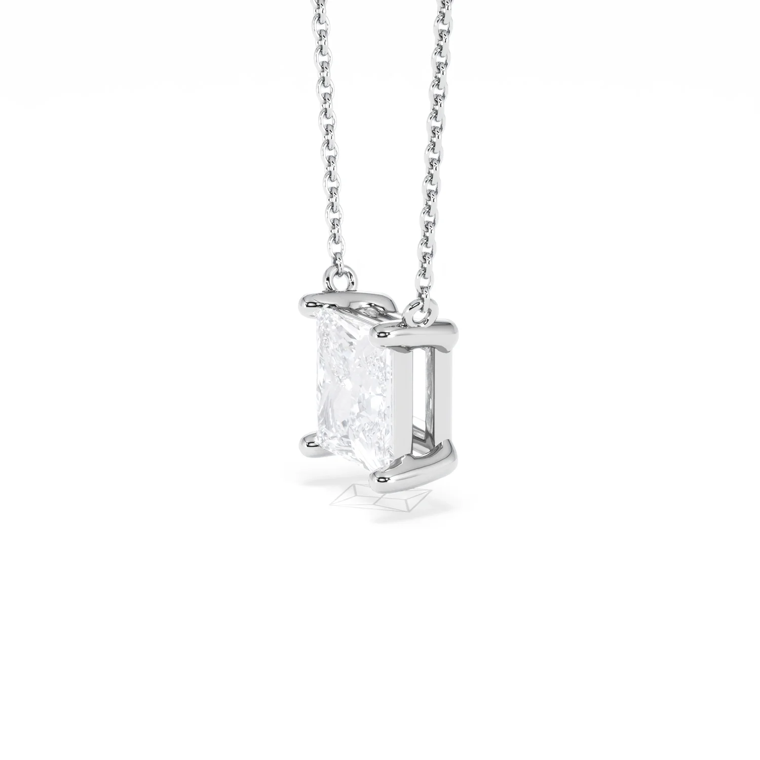 Wanderlust Floating Princess Cut Lab Diamond Solitaire Necklace 2.00ct H/SI in 9K White Gold - Image 75