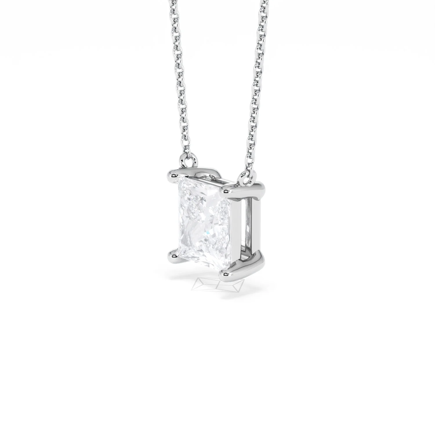Wanderlust Floating Princess Cut Lab Diamond Solitaire Necklace 2.00ct H/SI in 9K White Gold - Image 77