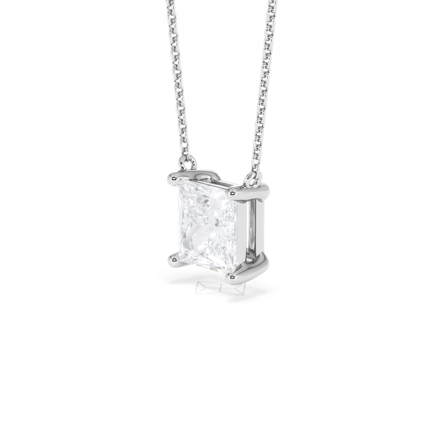 Wanderlust Floating Princess Cut Lab Diamond Solitaire Necklace 2.00ct H/SI in 9K White Gold - Image 78