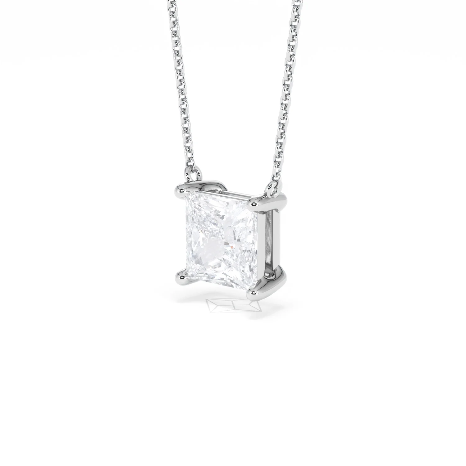 Wanderlust Floating Princess Cut Lab Diamond Solitaire Necklace 2.00ct H/SI in 9K White Gold - Image 80